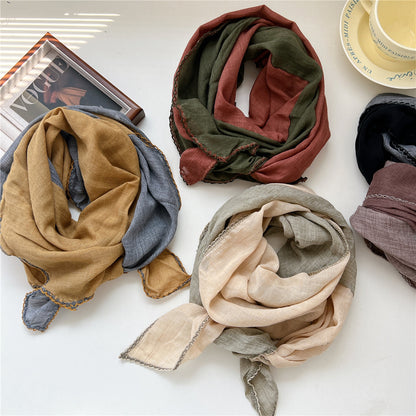 Women's Diamond Patchwork Cotton Linen Fashion Long Scarfs