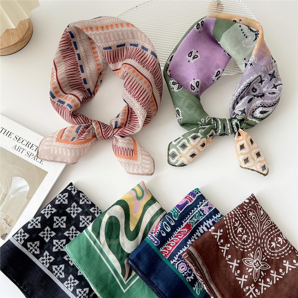 Women's Square Towel Fresh Breathable Soft Literary Decoration Silk Summer Scarfs