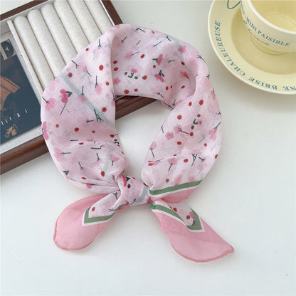 Women's Band Cotton Linen Small Square Towel Scarfs