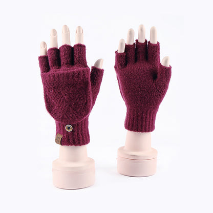 Half Finger Warm Flip Rhombus Cold Gloves