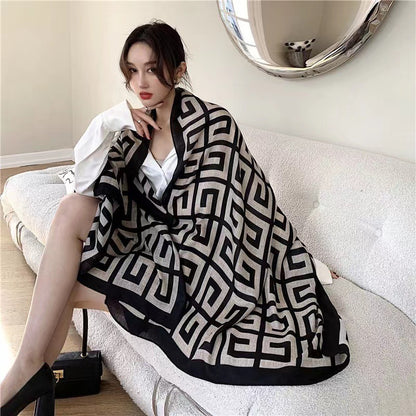 Broadcast Korean Style Printed Cotton Linen Scarfs