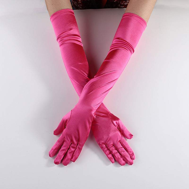 Women's Satin Stretch Halloween Sexy Dinner Show Gloves