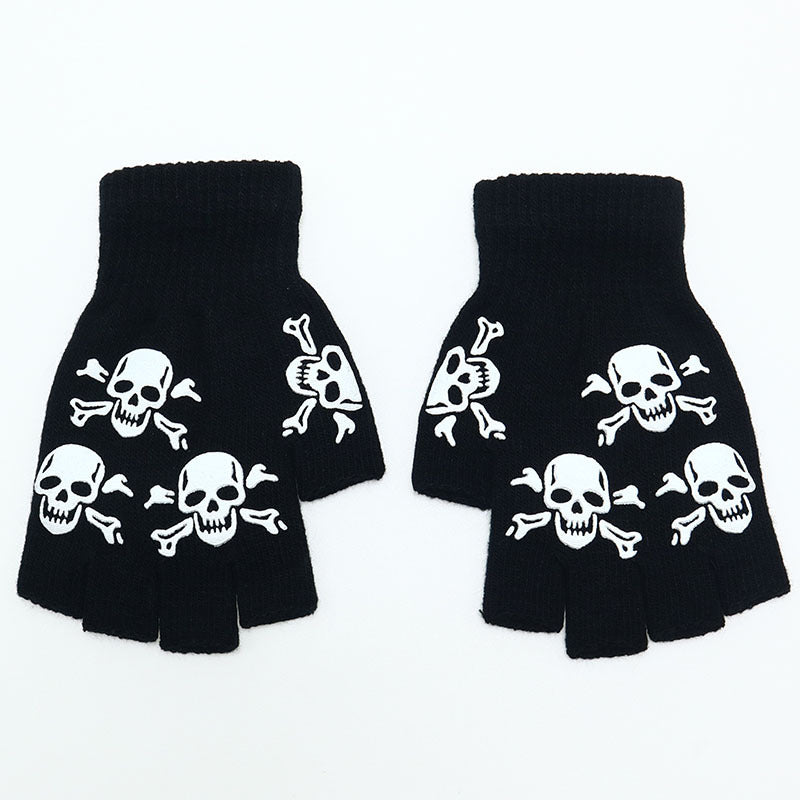 Women's & Men's Warm Wool Halloween Carnival Performance Skull Gloves