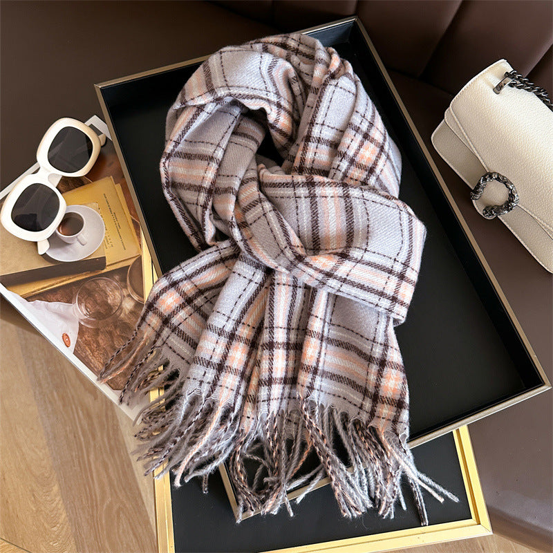 Style Plaid Winter Male Female Thickened Scarfs