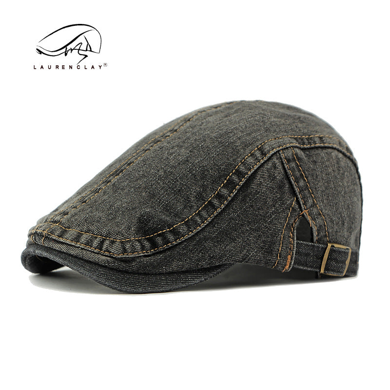 Women's & Men's Washed Denim Beret British Retro Advance Simple Casquette Hats & Caps