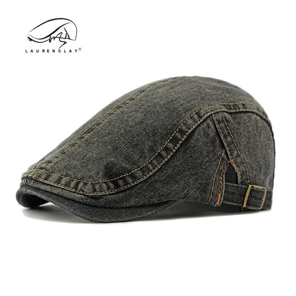 Women's & Men's Washed Denim Beret British Retro Advance Simple Casquette Hats & Caps