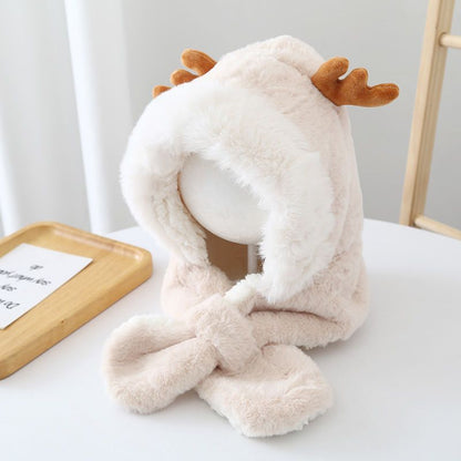 Children's Fleece-lined Thickened Earflaps One-piece Boys Cute Small Kids' Headwear