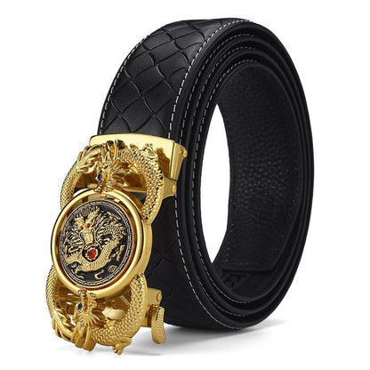 Men's Comes Alloy Automatic First Layer Cow Leather Genuine Belts