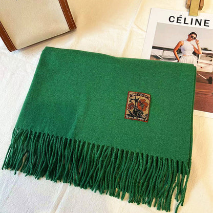 Women's Solid Color Winter Thickened High-grade Wool Scarfs