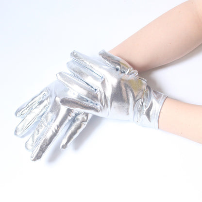 Skin Play Punk Short Patent Leather Gloves