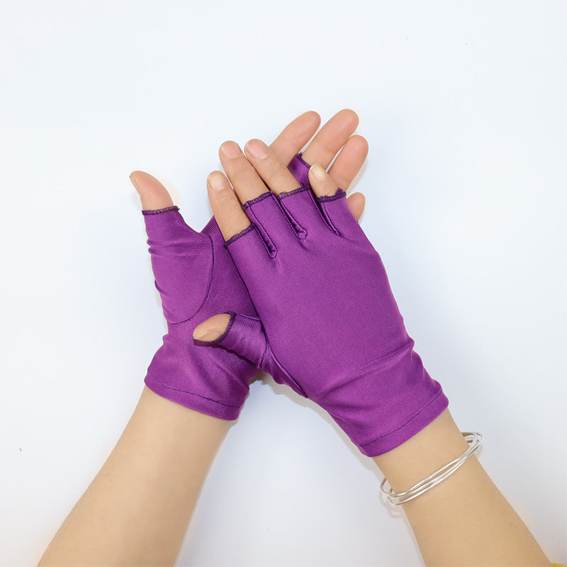 Exposed Five Fingers Thin Nail Jump Square Dance Sun Gloves