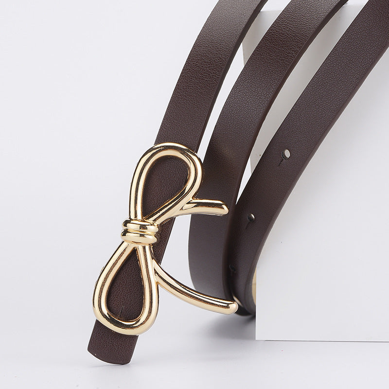 Women's Bow Decorative Leather High-grade Thin Clothing Belts