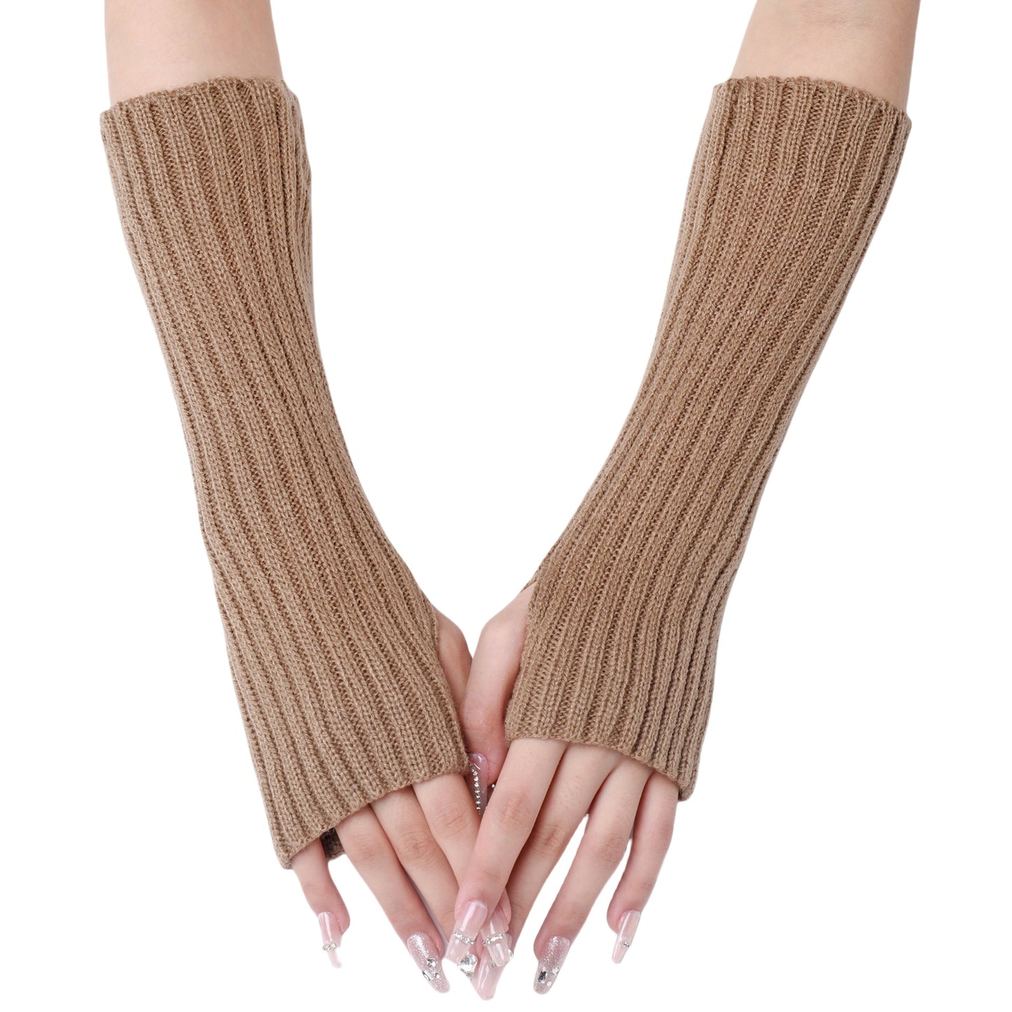 Women's & Men's Striped Wool Oversleeve Mid-length Knitted Warm Gloves