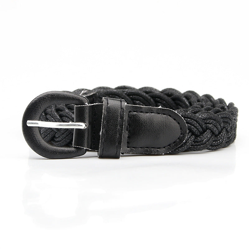 Women's Retro Style Wax Rope Woven Iron Belts