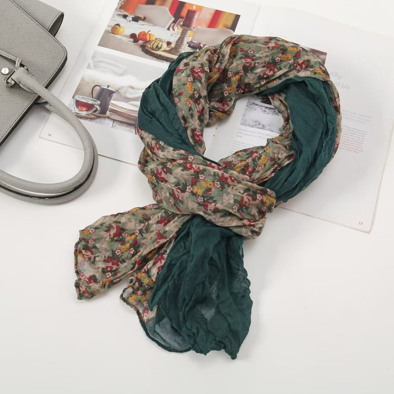 Women's Twist Pleated Simple Korean Floral Shawl Scarfs