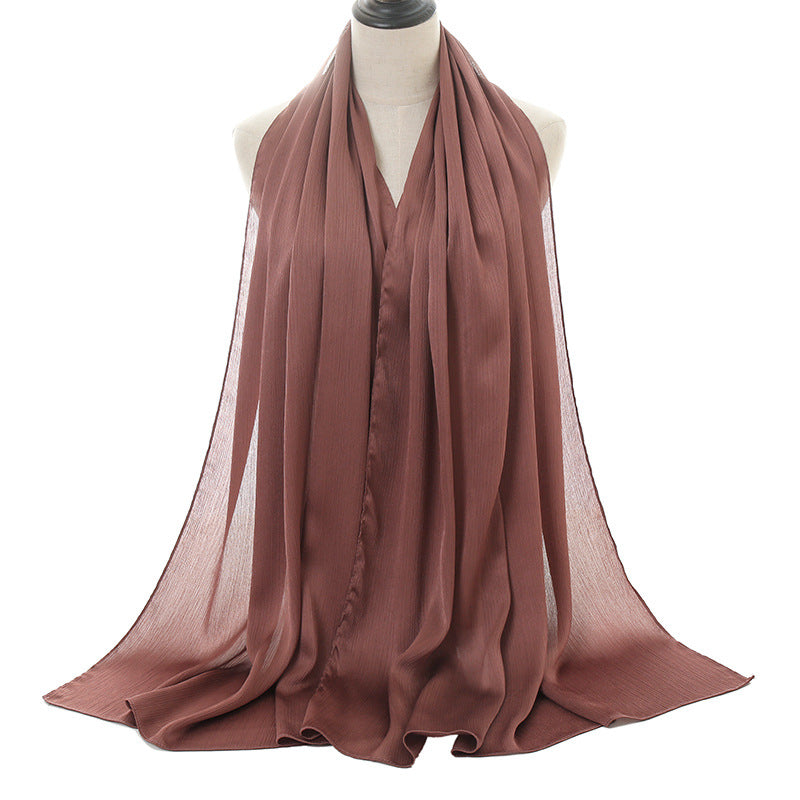 Women's Crepe Natural Pleated Malay Indonesian Popular Scarfs