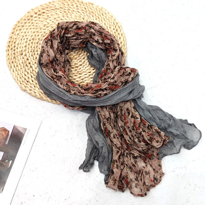 Women's Pleated Simple Silk Floral Shawl Bali Scarfs