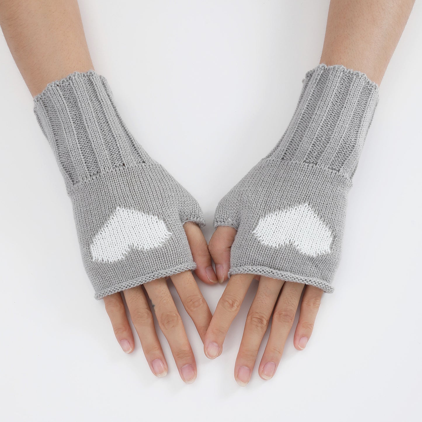 Women's Fashionable Knitted Wool Keep Warm Half Finger Gloves