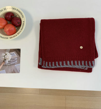 Wool Atmosphere Contrast Color Female Warm Scarfs