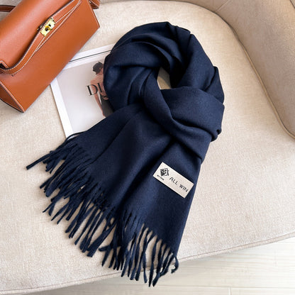 Women's Wool For Winter Warm Thickened Monochrome Shawl Scarfs