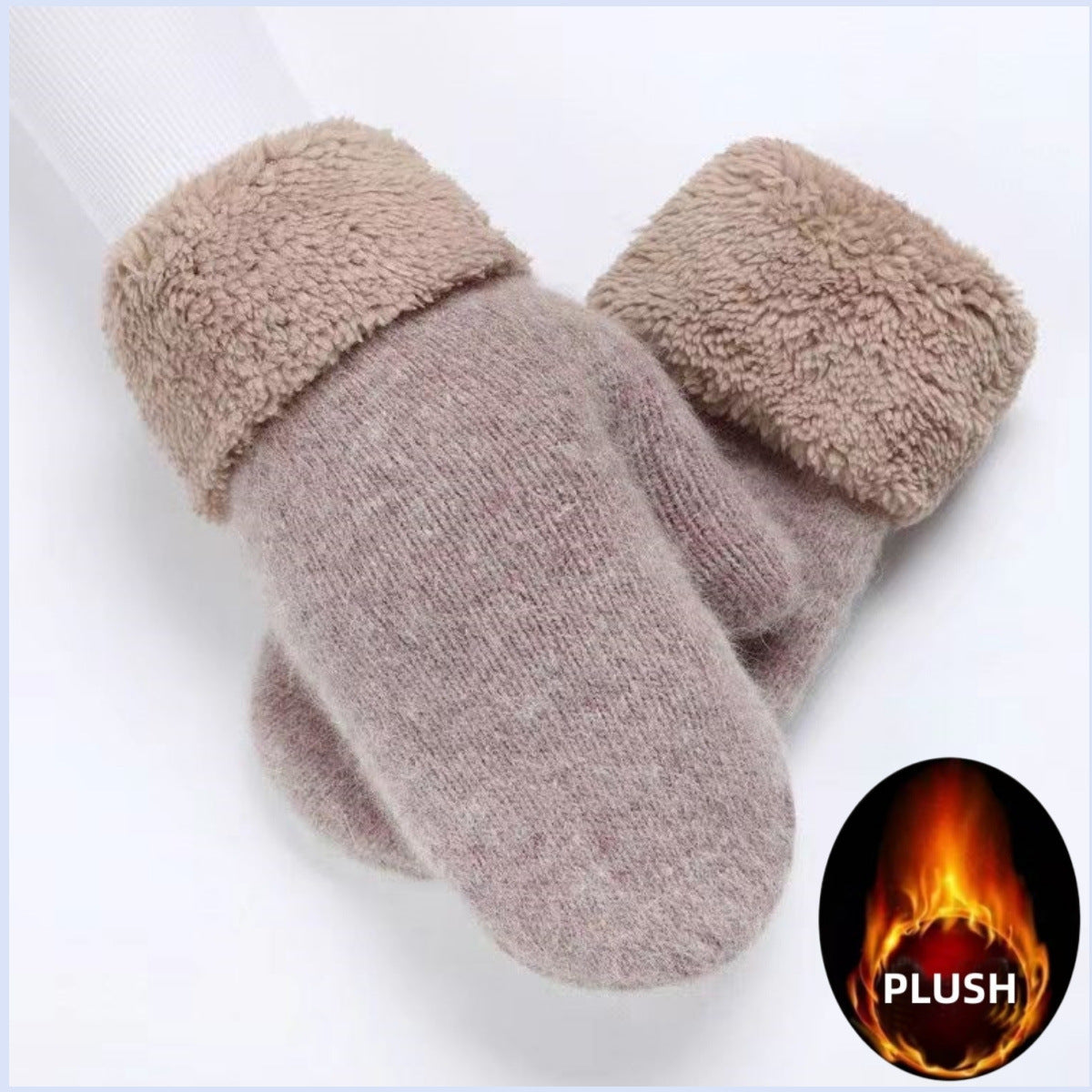 Women's Thick Angora Wool Warm Fashion Double Solid Gloves