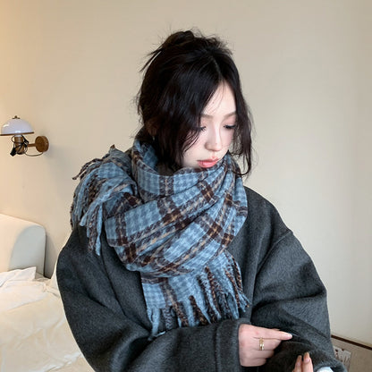 Retro Atmosphere Plaid For Winter Thick Scarfs