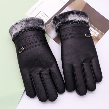 Men's Faux Deerskin Cotton Winter Warm Veet Padded Gloves