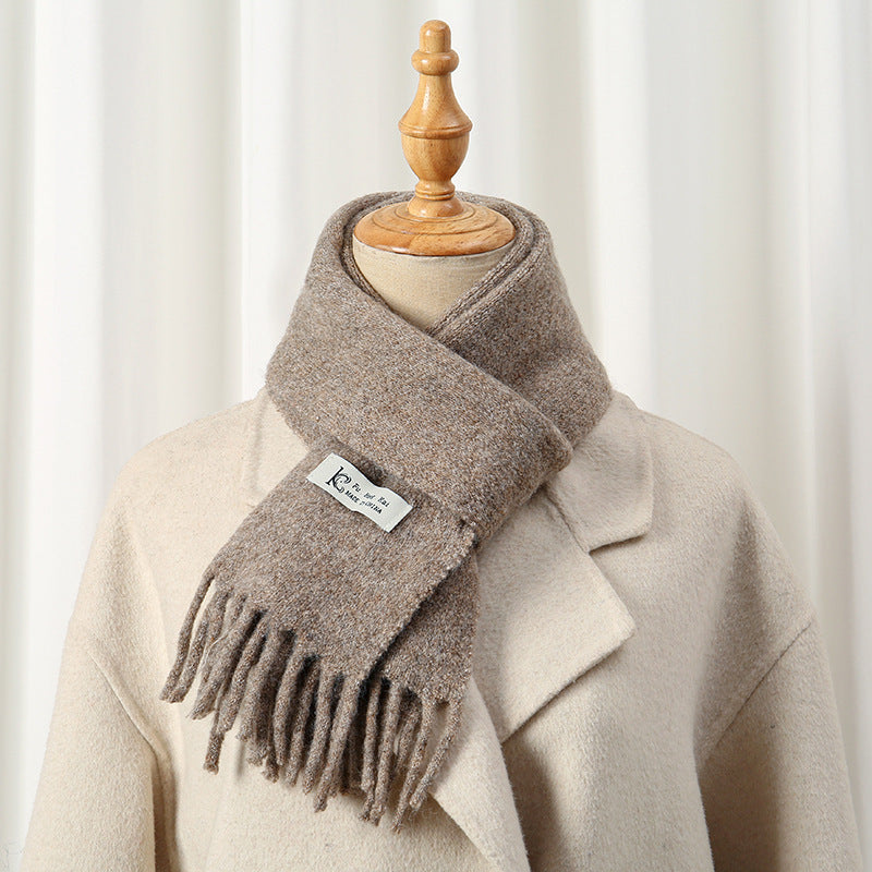 Women's & Men's Style Winter High-grade Wool With Coat Solid Color Knitted Scarfs