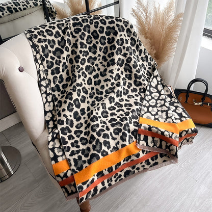 Women's Leopard Print Fashion Confident Long Thickened Warm Scarfs