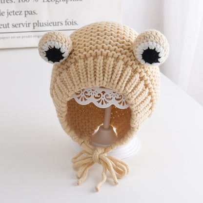 Big Eyes Frog Fleece-lined Woolen Hat Kids' Headwear