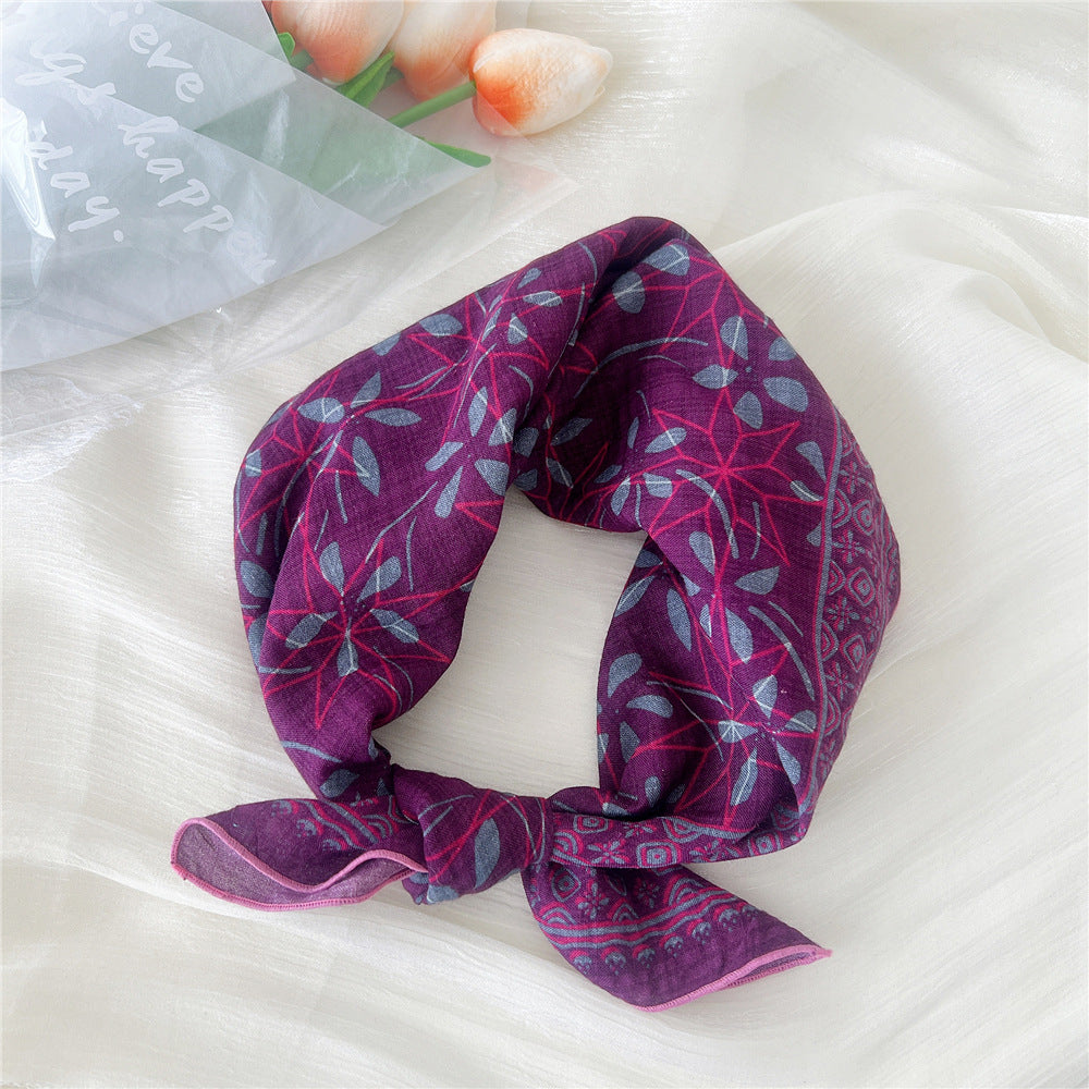 Women's Cashew Cotton Linen Versatile Square Small Scarfs