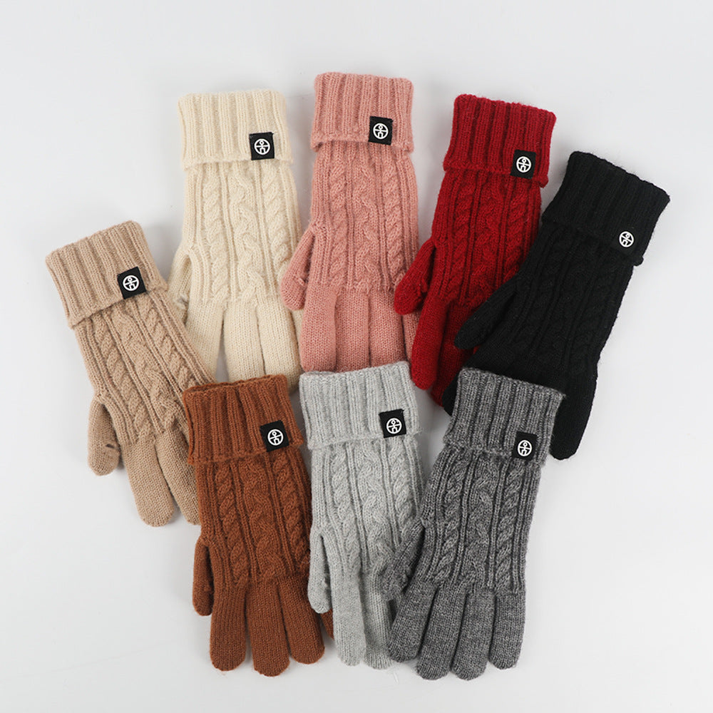 Riding Wool Blended Thicken Lengthen Touch Gloves