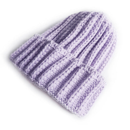 Stripe Knitted Hat Solid Color Woolen Kids' Headwear