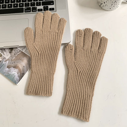 Color Woolen Knitted Candy Finger Open Gloves