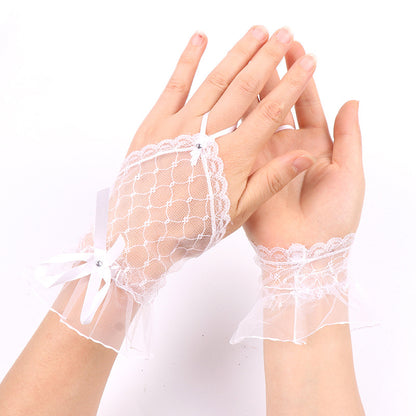 Bridal Wedding Halloween Lolita Black Mesh Gloves