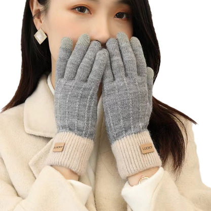 Women's Touch Screen Full Finger Knitted Wool Gloves