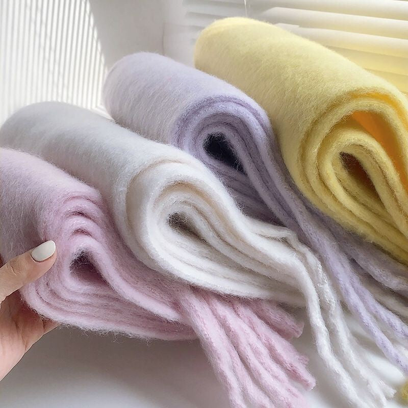 Cashmere Plush Pure Color Warm Keeping Scarfs