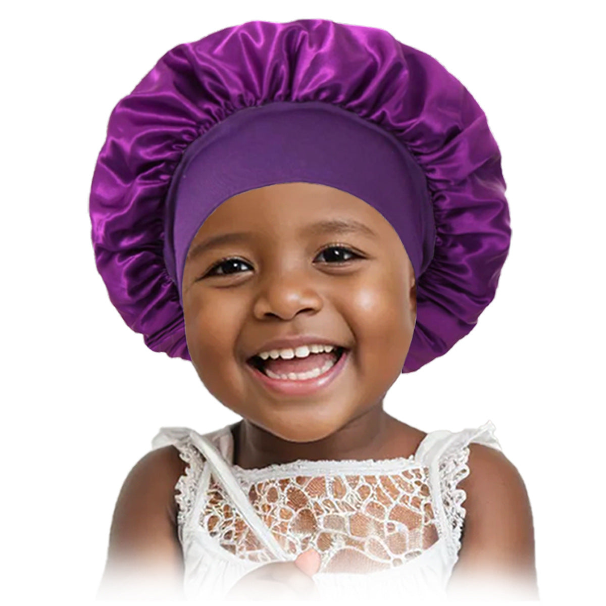 Children's Color Wide-brimmed Stretch Satin Nightcap Fashion Hair Care Kids' Headwear