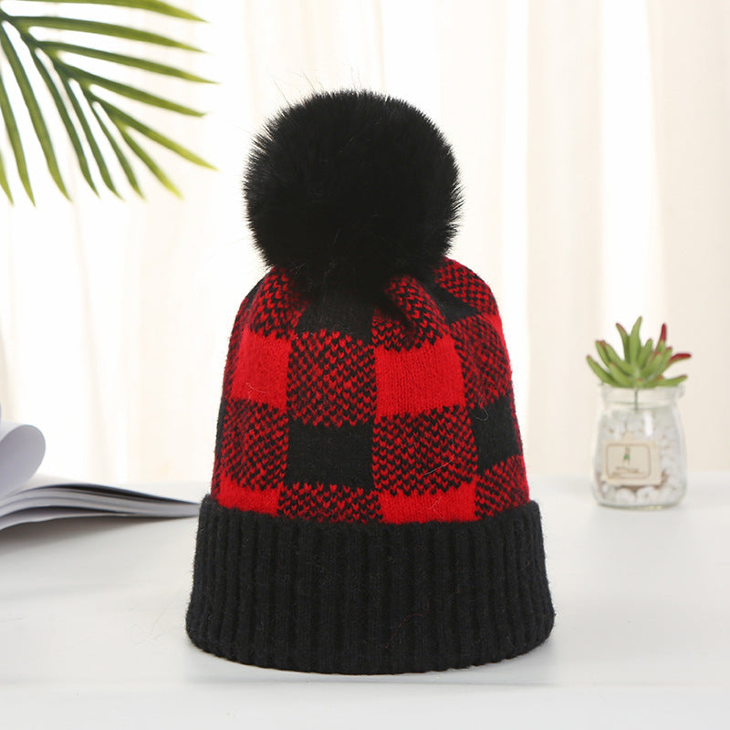 Women's Korean Warm Hat Fresh Literature Art Plaid Hats & Caps