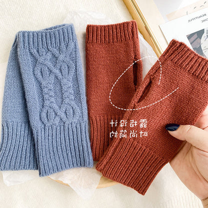 Knitted Half Female Winter Fingerless Finger Gloves