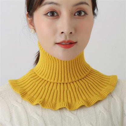 Women's Thermal Knitting Korean Pullover Detachable Collar Red Scarfs