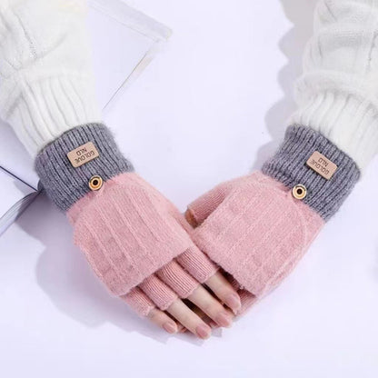 Women's Flip Winter Warm Thickened Knitting Female Gloves