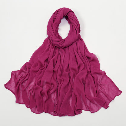 Rayon Headscarf Solid Color Elegant Crumpled Scarfs