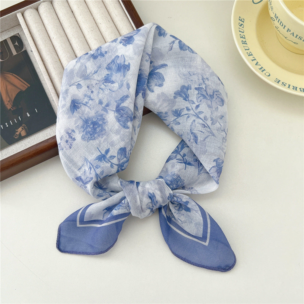 Women's Band Cotton Linen Small Square Towel Scarfs