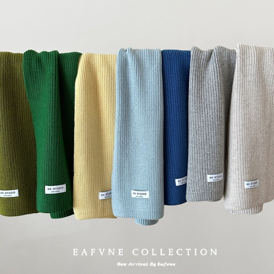 Women's Boutique Cashmere Wool Simple Pure Color Scarfs