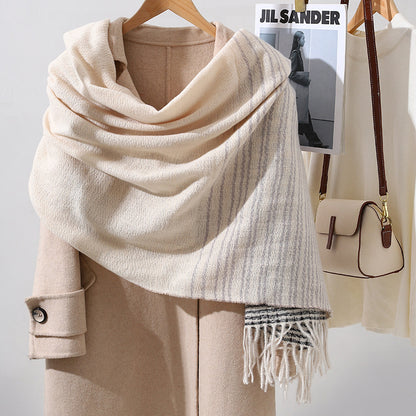 Women's Luxury Fashion Elegant Warm Vintage Stripe High-grade Scarfs