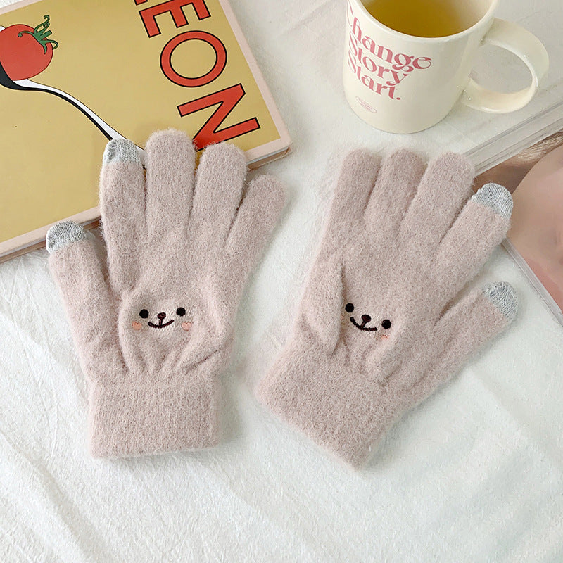 Plush Winter Warm Cute Female Cold Protection Fleece Gloves