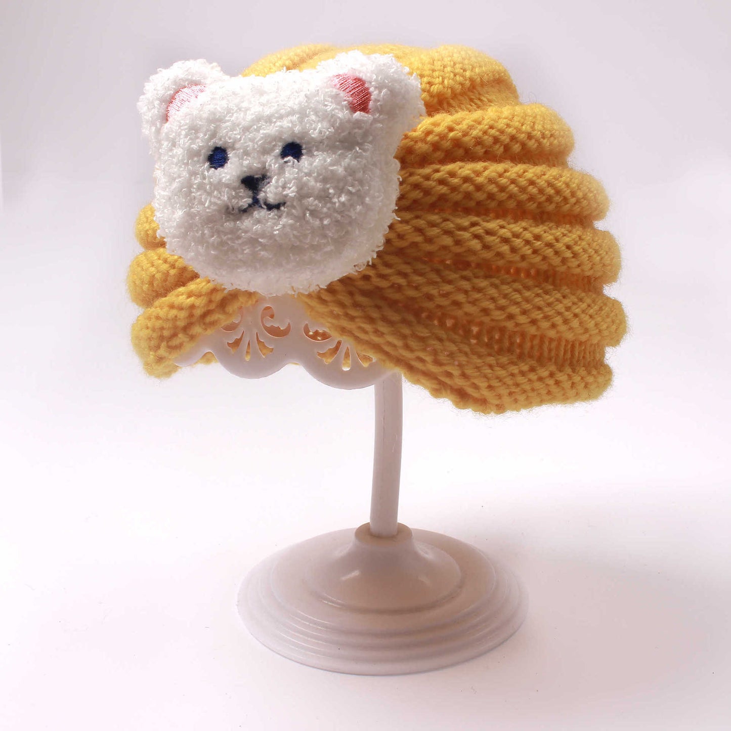 Warm Knitted Hat Cute Bear Head Kids' Headwear