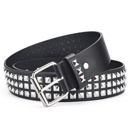 Women's & Men's Square Bead Rivet Metal Pyramid Punk Belts