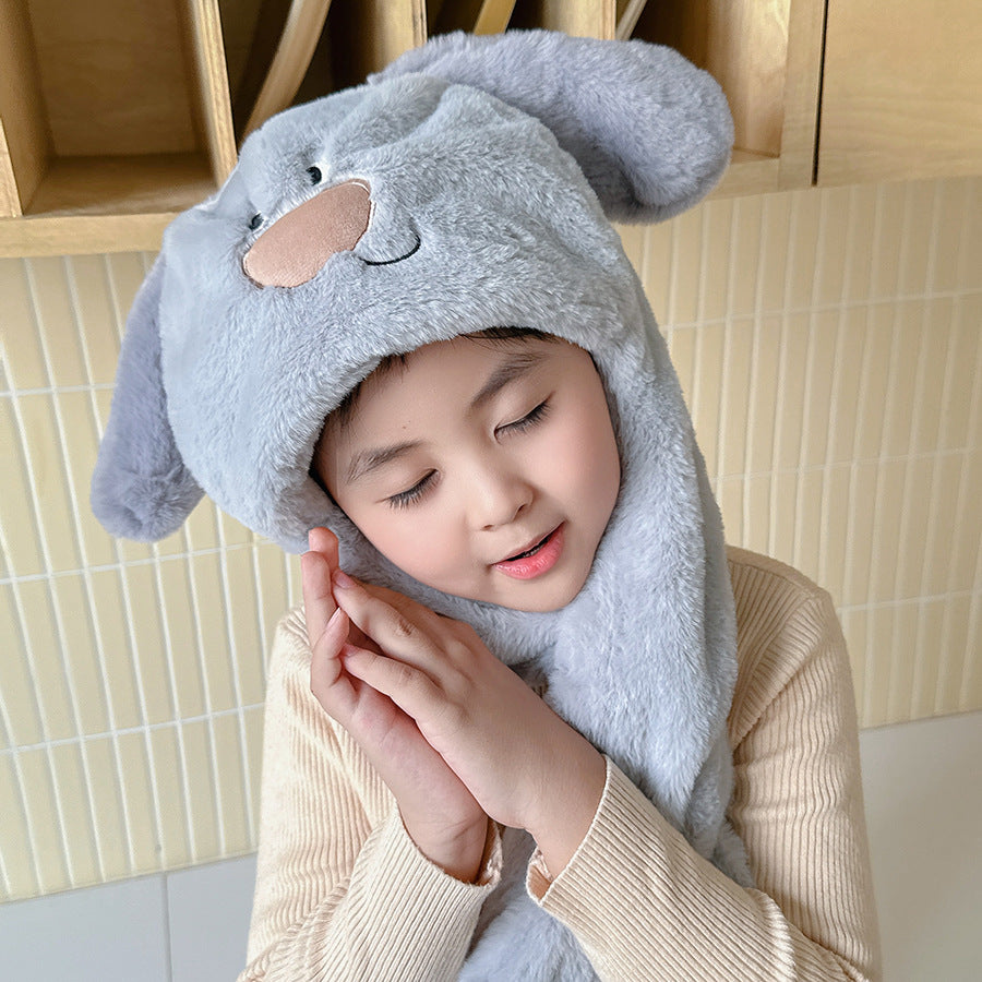 Children's Ears Moving Plush Bonnet One-piece Will Kids' Headwear